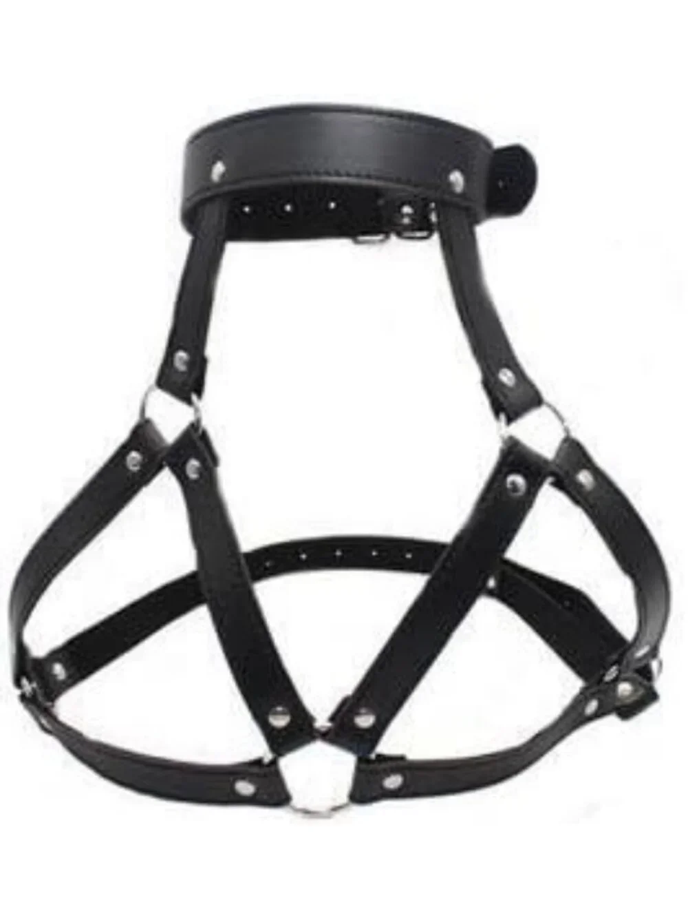 Punk Style Black Leather Body Chain, Adjustable Waist Belt & Chest Straps, BDSM